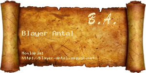 Blayer Antal névjegykártya